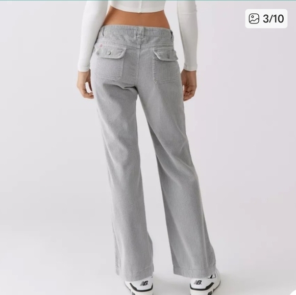 Urban Outfitters BDG Jenny Pants Low-Rise Flare Gray Corduroy 12 NWT - Picture 8 of 9